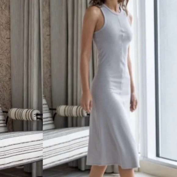 NWT Lunya Restore Fitted Grey Casual Dress Extra-Small - Picture 2 of 3